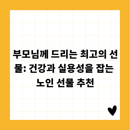 부모님께 드리는 최고의 선물: 건강과 실용성을 잡는 노인 선물 추천