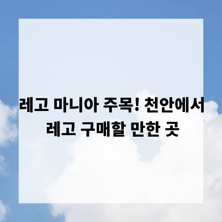 레고 마니아 주목! 천안에서 레고 구매할 만한 곳