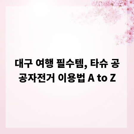 대구 여행 필수템, 타슈 공공자전거 이용법 A to Z