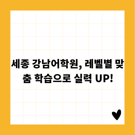 세종 강남어학원, 레벨별 맞춤 학습으로 실력 UP!
