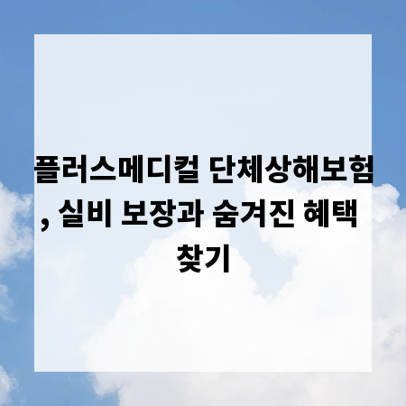 플러스메디컬 단체상해보험, 실비 보장과 숨겨진 혜택 찾기