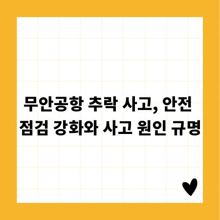 무안공항 추락 사고, 안전 점검 강화와 사고 원인 규명