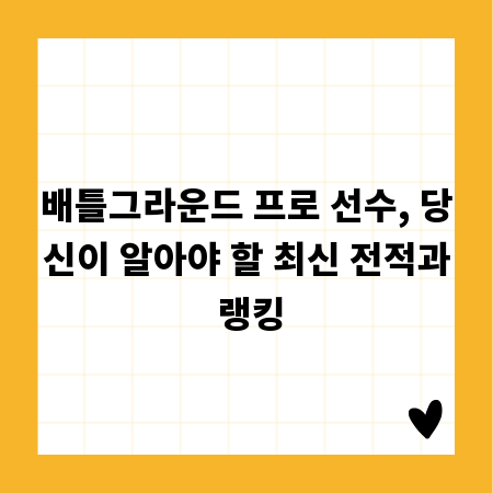 배틀그라운드 프로 선수, 당신이 알아야 할 최신 전적과 랭킹
