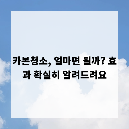 카본청소, 얼마면 될까? 효과 확실히 알려드려요