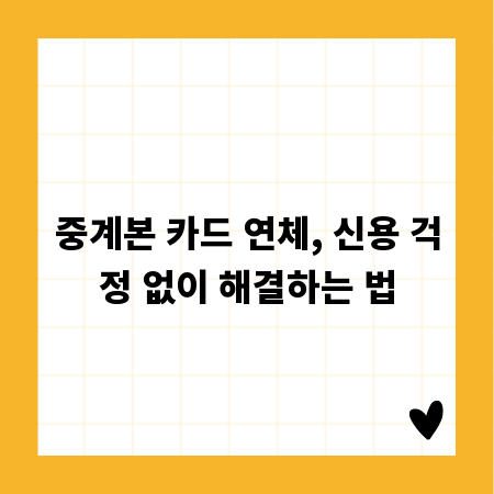 중계본 카드 연체, 신용 걱정 없이 해결하는 법