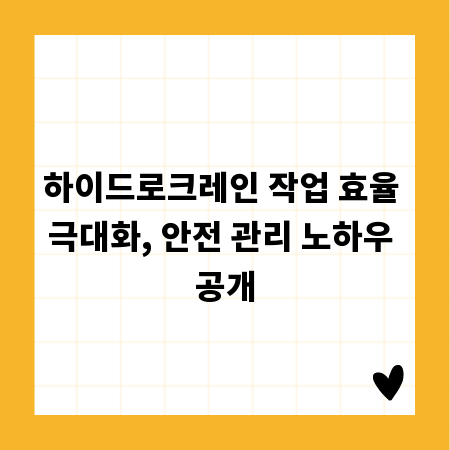 하이드로크레인 작업 효율 극대화, 안전 관리 노하우 공개