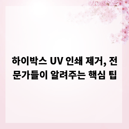 하이박스 UV 인쇄 제거, 전문가들이 알려주는 핵심 팁