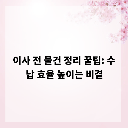 이사 전 물건 정리 꿀팁: 수납 효율 높이는 비결