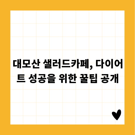 대모산 샐러드카페, 다이어트 성공을 위한 꿀팁 공개