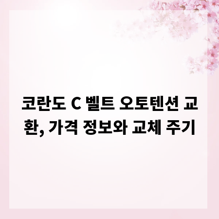 코란도 C 벨트 오토텐션 교환, 가격 정보와 교체 주기