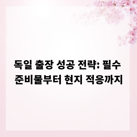 독일 출장 성공 전략: 필수 준비물부터 현지 적응까지