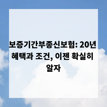 보증기간부종신보험: 20년 혜택과 조건, 이젠 확실히 알자