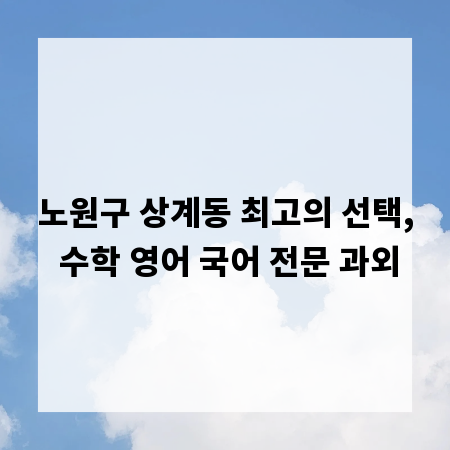 노원구 상계동 최고의 선택, 수학 영어 국어 전문 과외