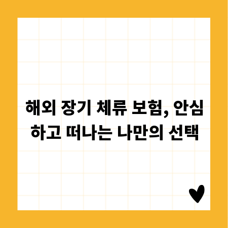 해외 장기 체류 보험, 안심하고 떠나는 나만의 선택