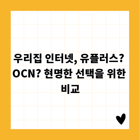 우리집 인터넷, 유플러스? OCN? 현명한 선택을 위한 비교