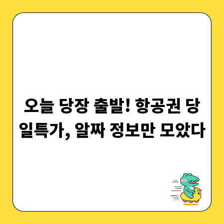 오늘 당장 출발! 항공권 당일특가, 알짜 정보만 모았다