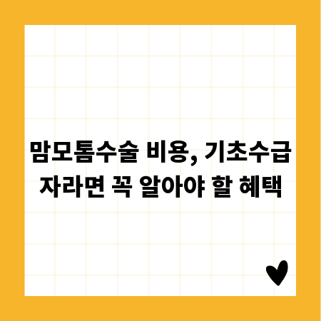 맘모톰수술 비용, 기초수급자라면 꼭 알아야 할 혜택