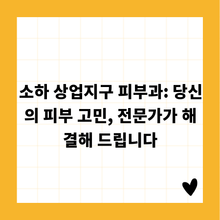 소하 상업지구 피부과: 당신의 피부 고민, 전문가가 해결해 드립니다
