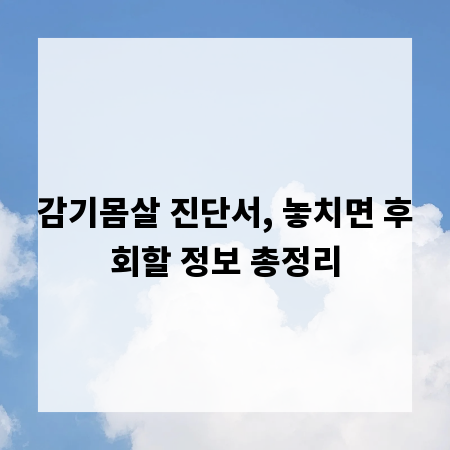 감기몸살 진단서, 놓치면 후회할 정보 총정리