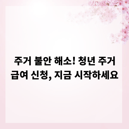 주거 불안 해소! 청년 주거급여 신청, 지금 시작하세요