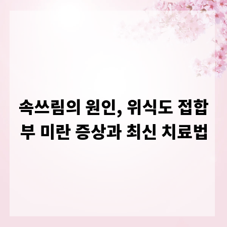 속쓰림의 원인, 위식도 접합부 미란 증상과 최신 치료법