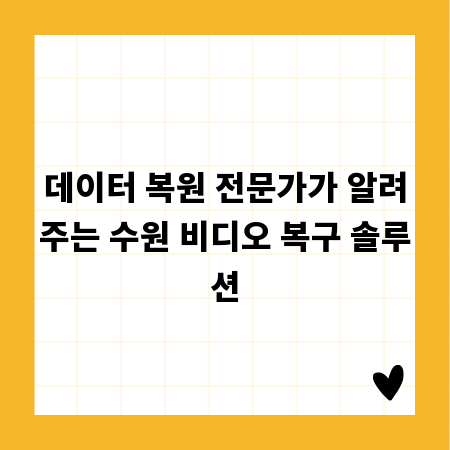 데이터 복원 전문가가 알려주는 수원 비디오 복구 솔루션