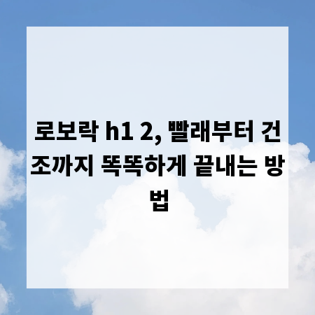 로보락 h1 2, 빨래부터 건조까지 똑똑하게 끝내는 방법
