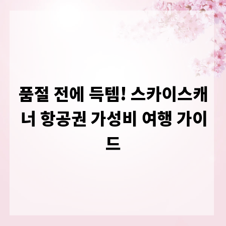 품절 전에 득템! 스카이스캐너 항공권 가성비 여행 가이드