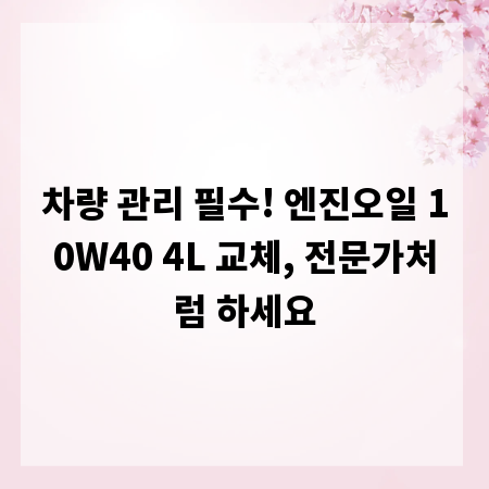 차량 관리 필수! 엔진오일 10W40 4L 교체, 전문가처럼 하세요