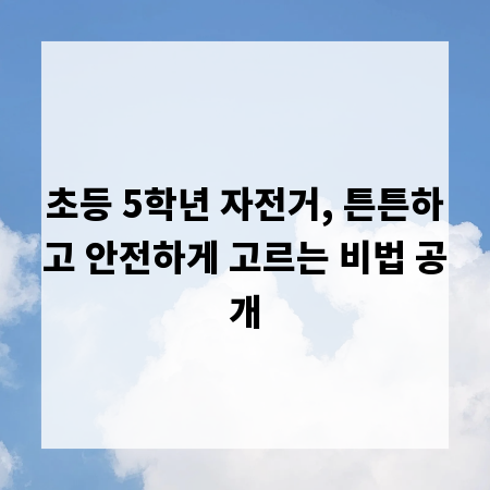 초등 5학년 자전거, 튼튼하고 안전하게 고르는 비법 공개