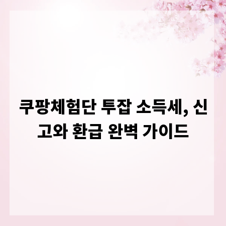쿠팡체험단 투잡 소득세, 신고와 환급 완벽 가이드