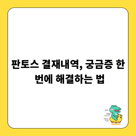 판토스 결재내역, 궁금증 한 번에 해결하는 법