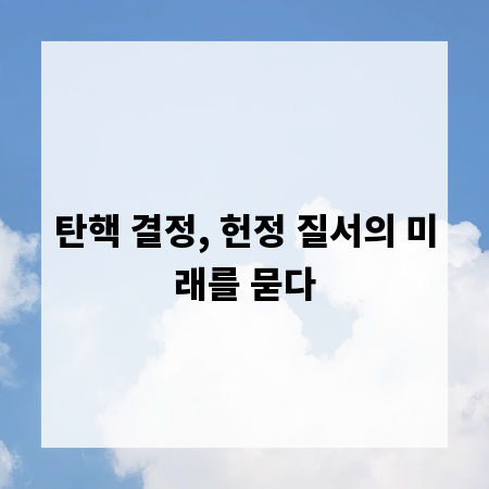 탄핵 결정, 헌정 질서의 미래를 묻다