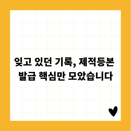 잊고 있던 기록, 제적등본 발급 핵심만 모았습니다