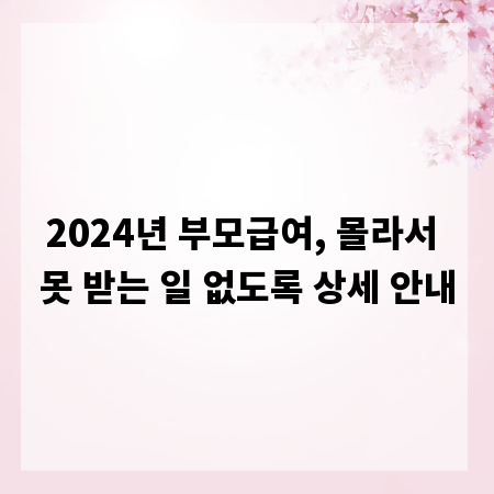 2024년 부모급여, 몰라서 못 받는 일 없도록 상세 안내