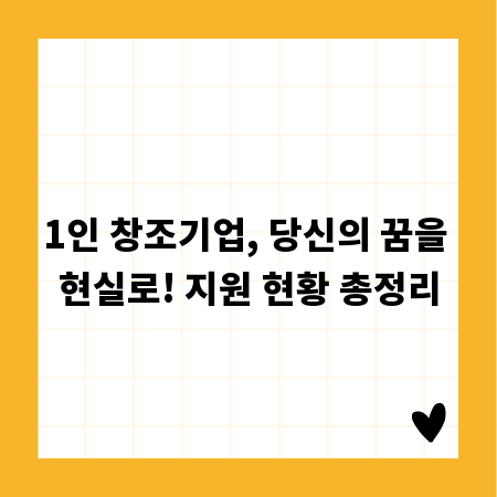 1인 창조기업, 당신의 꿈을 현실로! 지원 현황 총정리