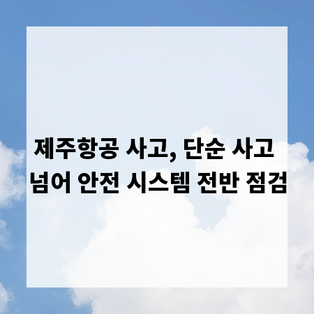 제주항공 사고, 단순 사고 넘어 안전 시스템 전반 점검