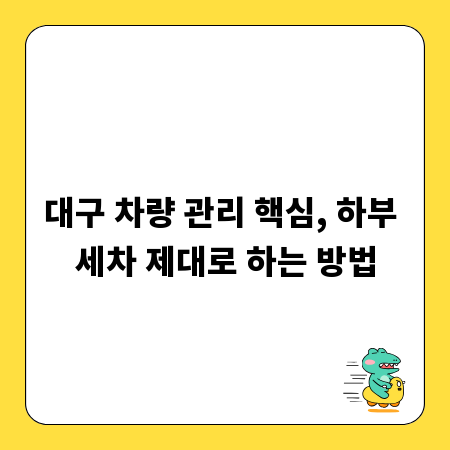 대구 차량 관리 핵심, 하부 세차 제대로 하는 방법