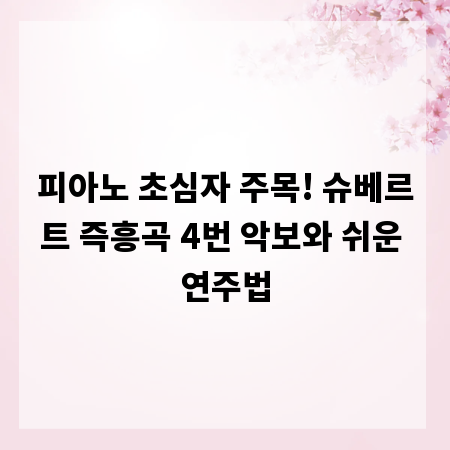 피아노 초심자 주목! 슈베르트 즉흥곡 4번 악보와 쉬운 연주법