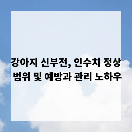 강아지 신부전, 인수치 정상 범위 및 예방과 관리 노하우