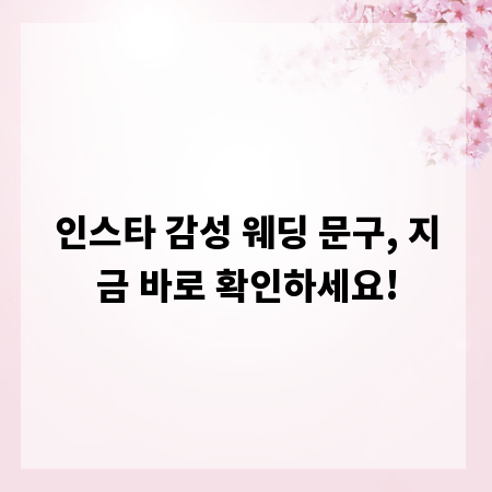 인스타 감성 웨딩 문구, 지금 바로 확인하세요!