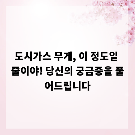 도시가스 무게, 이 정도일 줄이야! 당신의 궁금증을 풀어드립니다