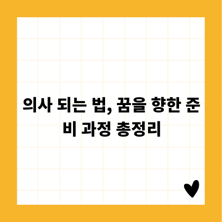 의사 되는 법, 꿈을 향한 준비 과정 총정리