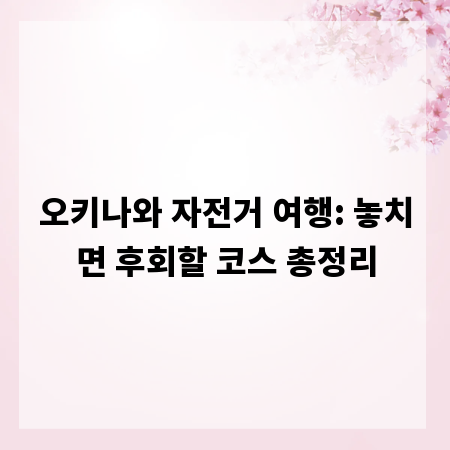 오키나와 자전거 여행: 놓치면 후회할 코스 총정리