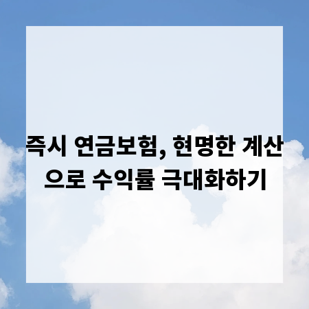 즉시 연금보험, 현명한 계산으로 수익률 극대화하기