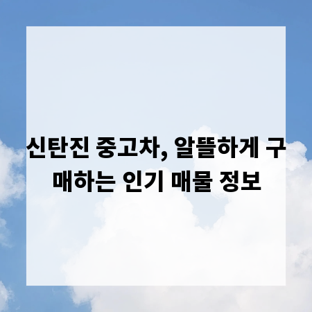 신탄진 중고차, 알뜰하게 구매하는 인기 매물 정보