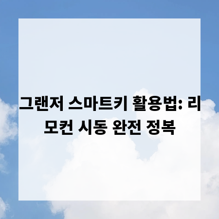 그랜저 스마트키 활용법: 리모컨 시동 완전 정복