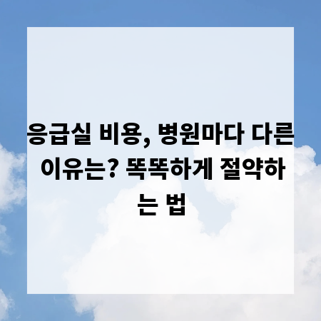 응급실 비용, 병원마다 다른 이유는? 똑똑하게 절약하는 법