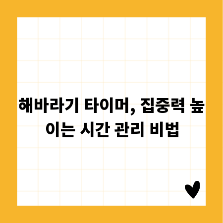 해바라기 타이머, 집중력 높이는 시간 관리 비법