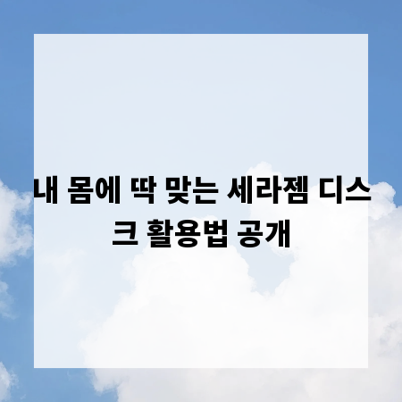 내 몸에 딱 맞는 세라젬 디스크 활용법 공개
